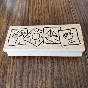 Great Impressions Tropical Summer Themed 4 X 2 Inch Rubber Stamp